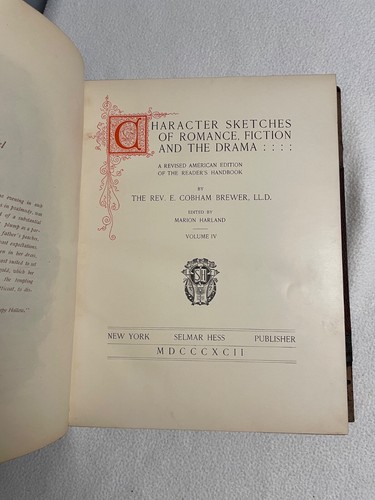 1892 Character Sketches of Romance Fiction and the Drama Book, vol IV - Picture 7 of 11