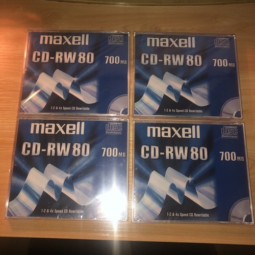 Maxell CD-RW 80 700MB Set of 4 Compact Discs CD 4x Speed Re-Writable *bn sealed - Photo 2/10