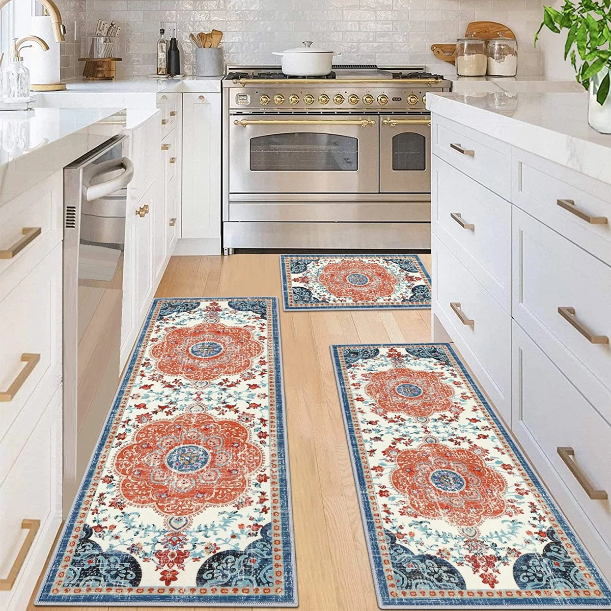 Boho Kitchen Rugs Sets 3 Piece with Runner Non Slip Kitchen Mats for Floor  Washa