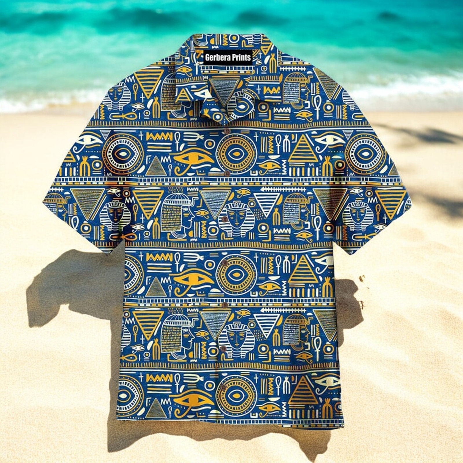 Ancient Egyptian Themed Hawaiian Shirt for Men in US Sizes Perfect for Summer Style and Tropical Vibes