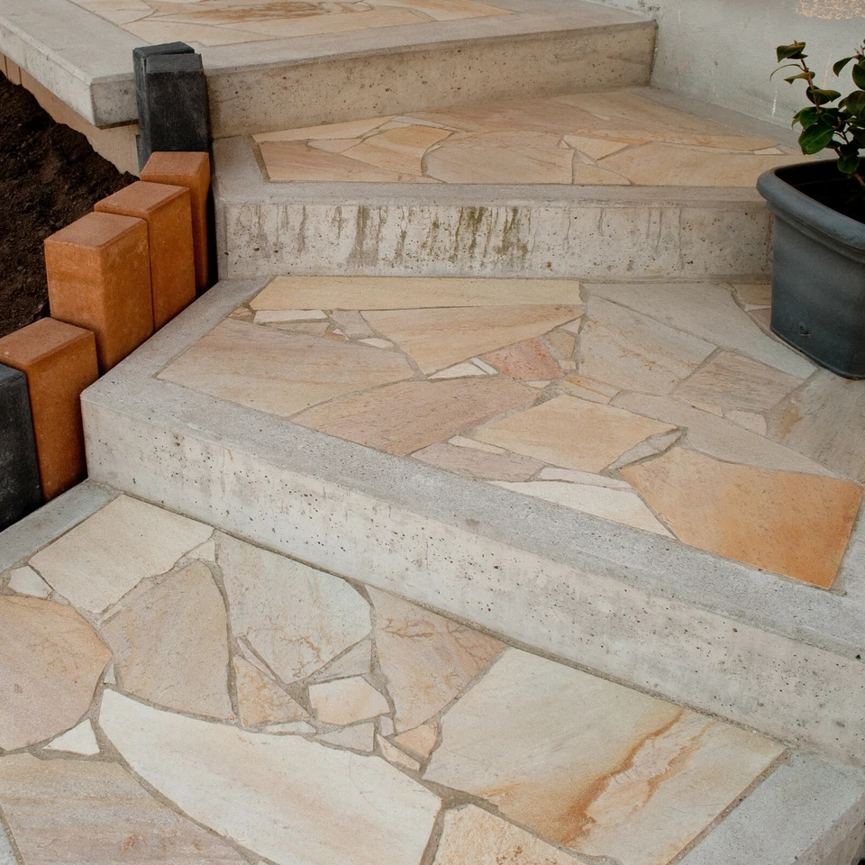 Quarzit Polygonalplatten gelb Terrassenplatten Wegeplatten, Außen - Bild 3 von 4