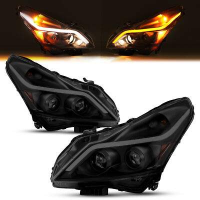 Black Smoke Headlight LED Sequential Signal DRL For Infiniti G37 gtr Sedan 10-13
