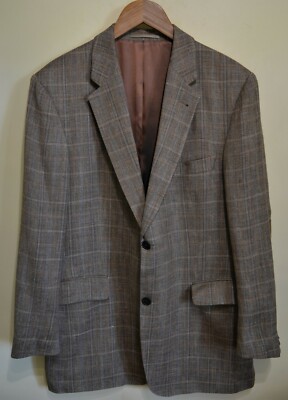 BURBERRY Blazer Jacket SportCoat Wool Silk 2 Buttons Checkered