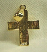 MJ Signed Jewelry Gold Tone Cross Necklace Pendant Only d