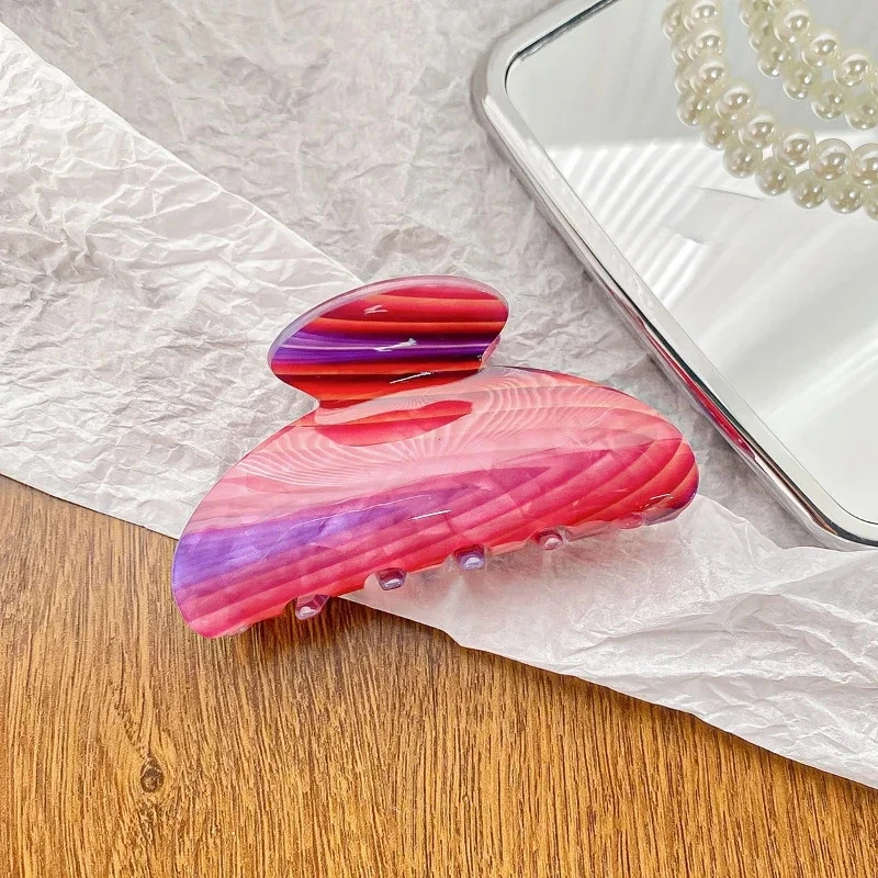 Vintage Floral Hair Claw Clip Elegant Print Crab Shark Claw Barrette Women 1 Pc Foto 3 de 4