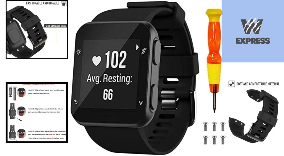 Silikon Armband für Garmin Forerunner 35 Sportuhr Ersatzband - Bild 2 von 4