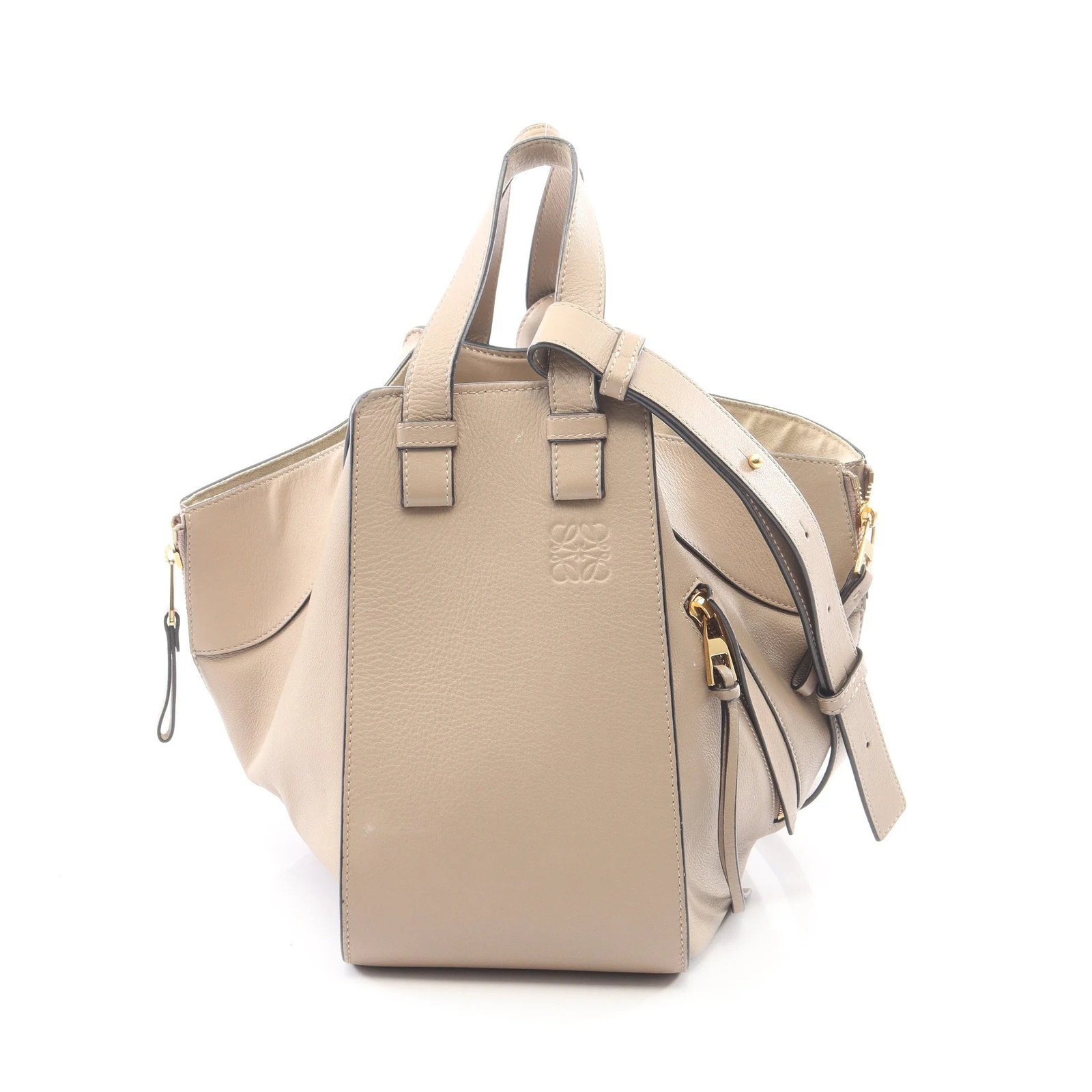 Loewe HAMMOCK SMALL 2WAY Handbag Beige Leather #RCB12759