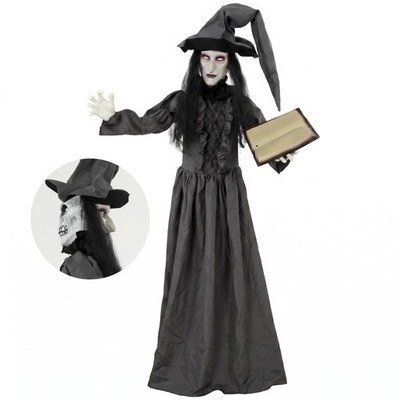 HOMCOM 180cm lebensgroße animierte Hexe Halloween Dekoration Outdoor Indoor