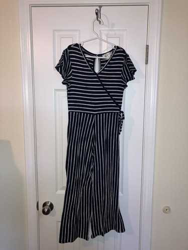 Girls Knitworks Sz 8 Jumpsuit, Navy W/white Stripes - Picture 2 of 6