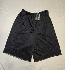 Vtg Vanity Fair Slip Shorts Nylon Pettipants Bloomer Lace Black 20  Medium M NWT