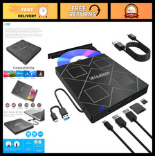 5-in-1 USB 3.0  Type-C External CD/DVD Drive, Portable RW Burner, SD/TF Reader,