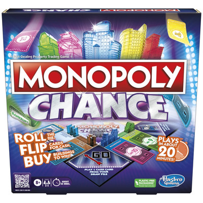 Monopoly Chance Board Game, Fast-Paced Monopoly Game, 20 Min. Average, Ages 8+