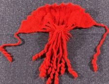 Antique Handmade Children  s/Toddler Red Knit Bonnet Cap Hat With Curls Rare