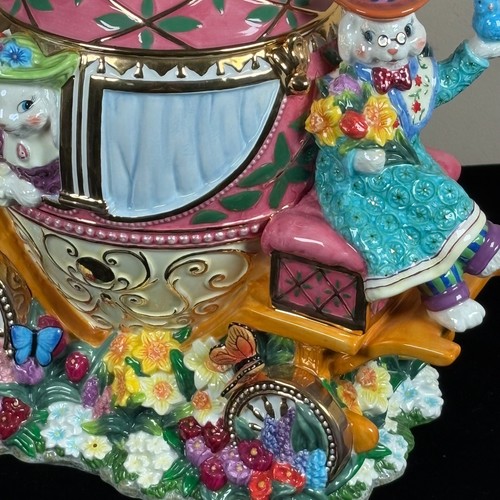 Vtg Retired Christopher Radko Dapper Hare Spring Carriage Cookie Jar 2003 Easter - Picture 6 of 19