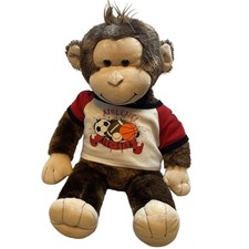 Build A Bear Monkey Plush Brown Athletic All-Star Shirt Stuffed Animal Toy
