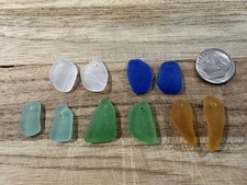 Sea glass - 10 Top Drilled Sea Glass Lot Of Possible Earrings - Lot  475