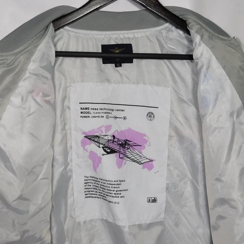 AsstSeries NASA Bomber Jacket Mens Mens XL Silver Streetwear Y2K Space Retro image 10