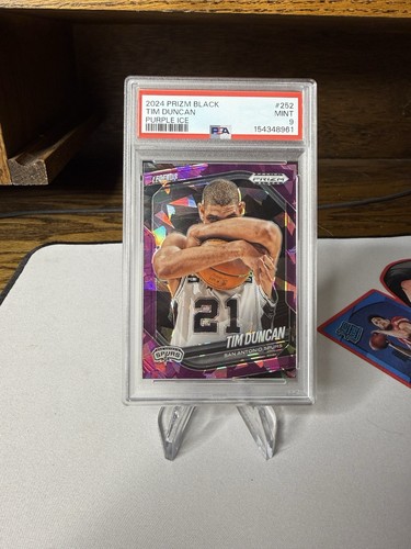 Tim Duncan 2024-25 Panini Prizm Black #252 Purple Ice /149 PSA 9