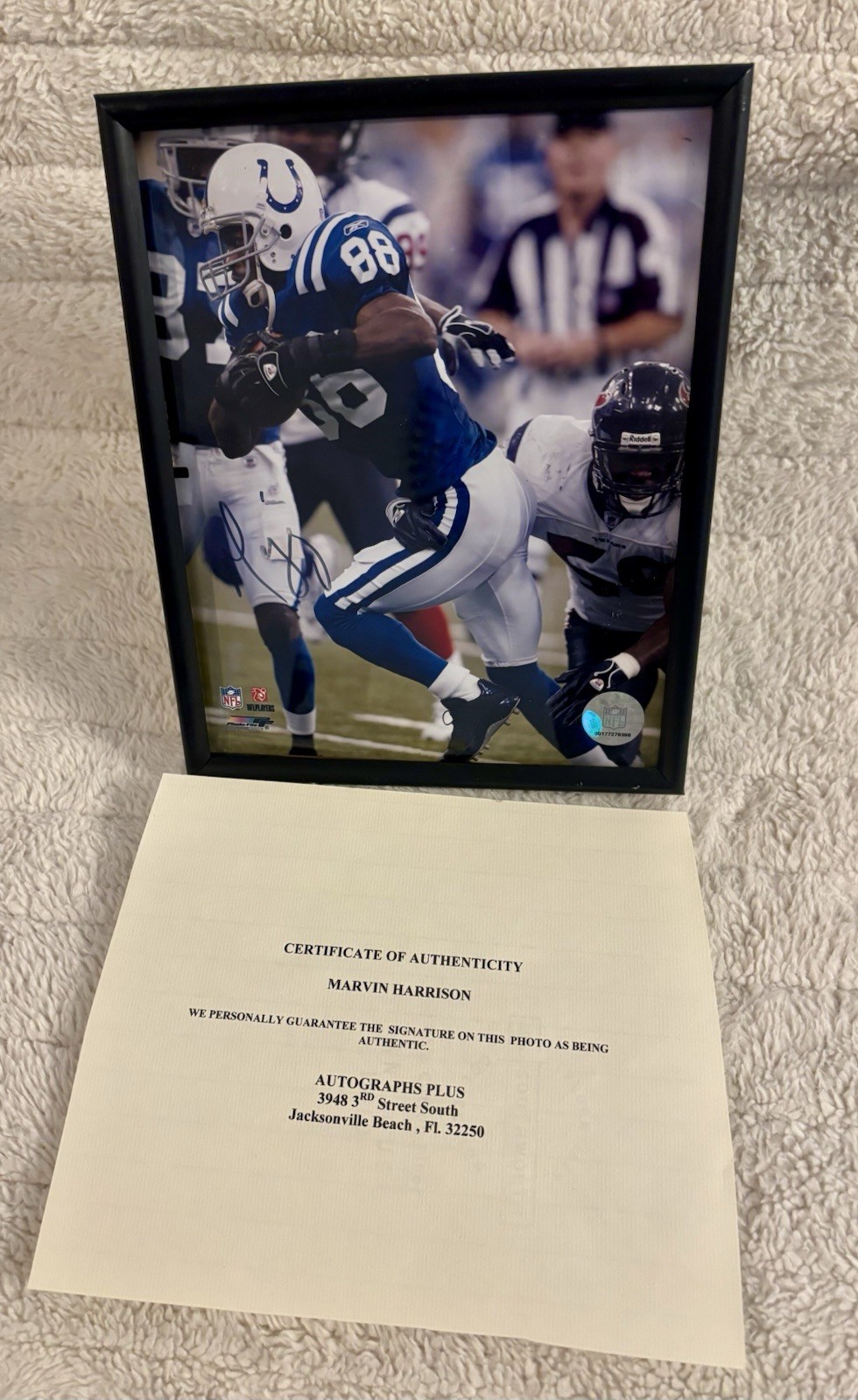 Marvin Harrison Signed 8x10 Colts HOF NFL Hologram COA