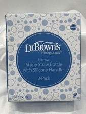 Dr. Brown's Milestones Narrow Sippy Straw BottlenSpill-Proof 2 Bottles Blue Grey