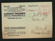 Geschäfts-Postkarte 1959 aus Wien Ludwig Theimer mit Freistempel  (H60)