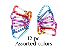 12 PCS Aluminum Carabiner D Shape Spring Clip Snap Key Hook Keychain Buckle