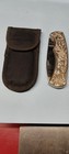 Stainless  Steel Embossed Pocket Knife Buck & Oak Leaves + Sheath Very Nice — photo 9