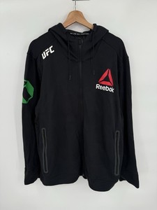 UFC Reebok Hoodie Mens XL Black Full Zip Fight Night Walkout MMA Team Nzechukwu
