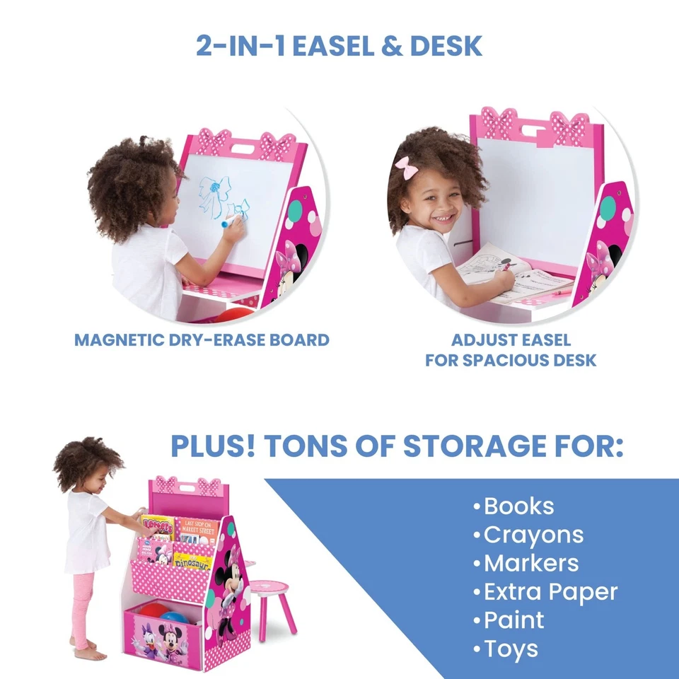 Delta Children Deluxe Kids Art Table | Easel, Desk, Stool, Toy Organizer, Dis... - Image 4 of 4