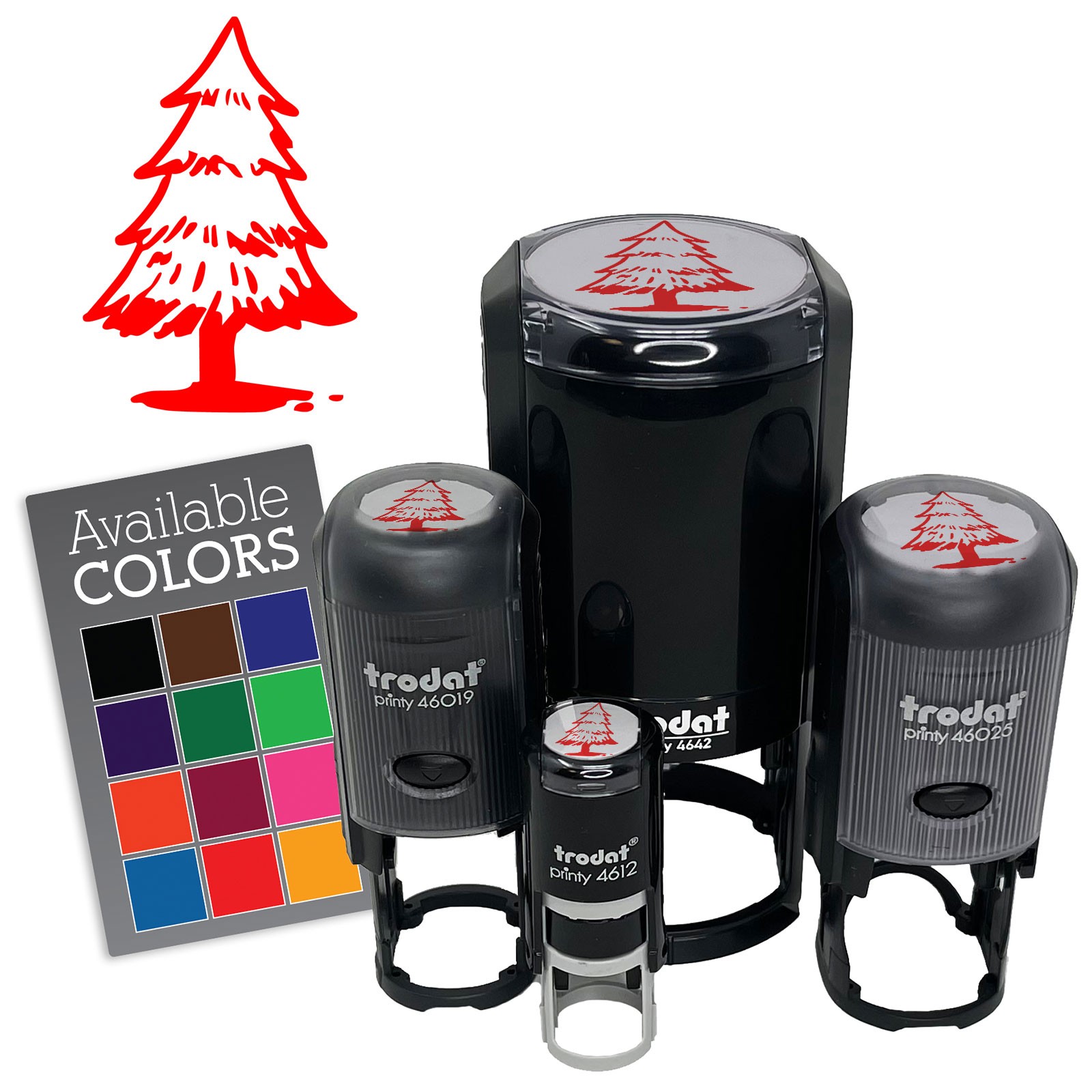 Hand Drawn Pine Tree Christmas Self-Inking Rubber Stamp for Holiday Crafts