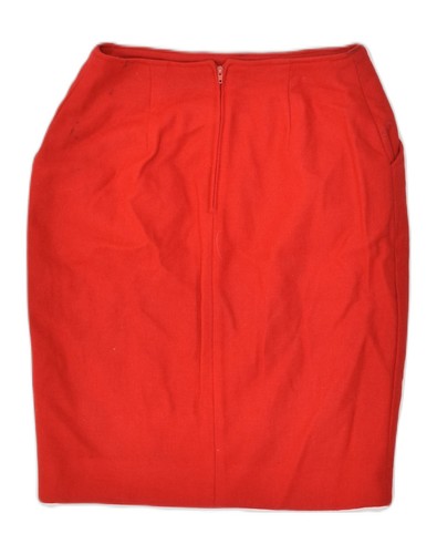 BENETTON Womens Pencil Skirt IT 42 Medium W24 Red Wool AG11 - Picture 2 of 4