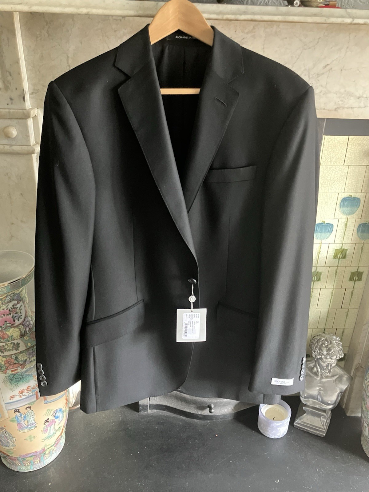 Richard James Savile Row Black Fine Twill Tailored Jacket Styl J12 Hyde 42L NWT