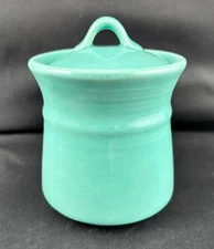VINTAGE METLOX COLORSTAX SUGAR BOWL & LID CALIFORNIA TEAL/TURQUOIS USA