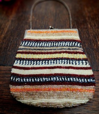 ACCESSORIZE - Multicolor Striped Beaded Shoulder Bag | Y2K Boho Statement Purse