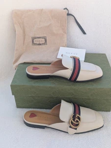 Mocassins femme Gucci Betis Glamour Peyton GG blanc/B.R.B à enfiler taille 5