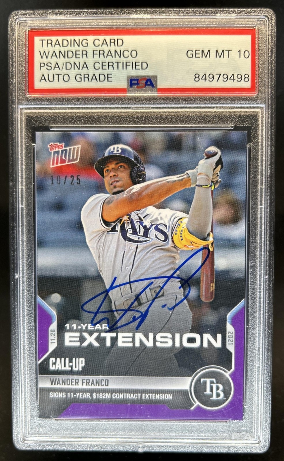 2021 Topps Now Off Season Wander Franco Auto Purple #/25 PSA Authentic 10