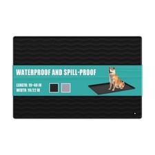 URMONA 19" x Silicone Pet Feeding Mat, Dog Cat Food 19"L x 19"W, Black