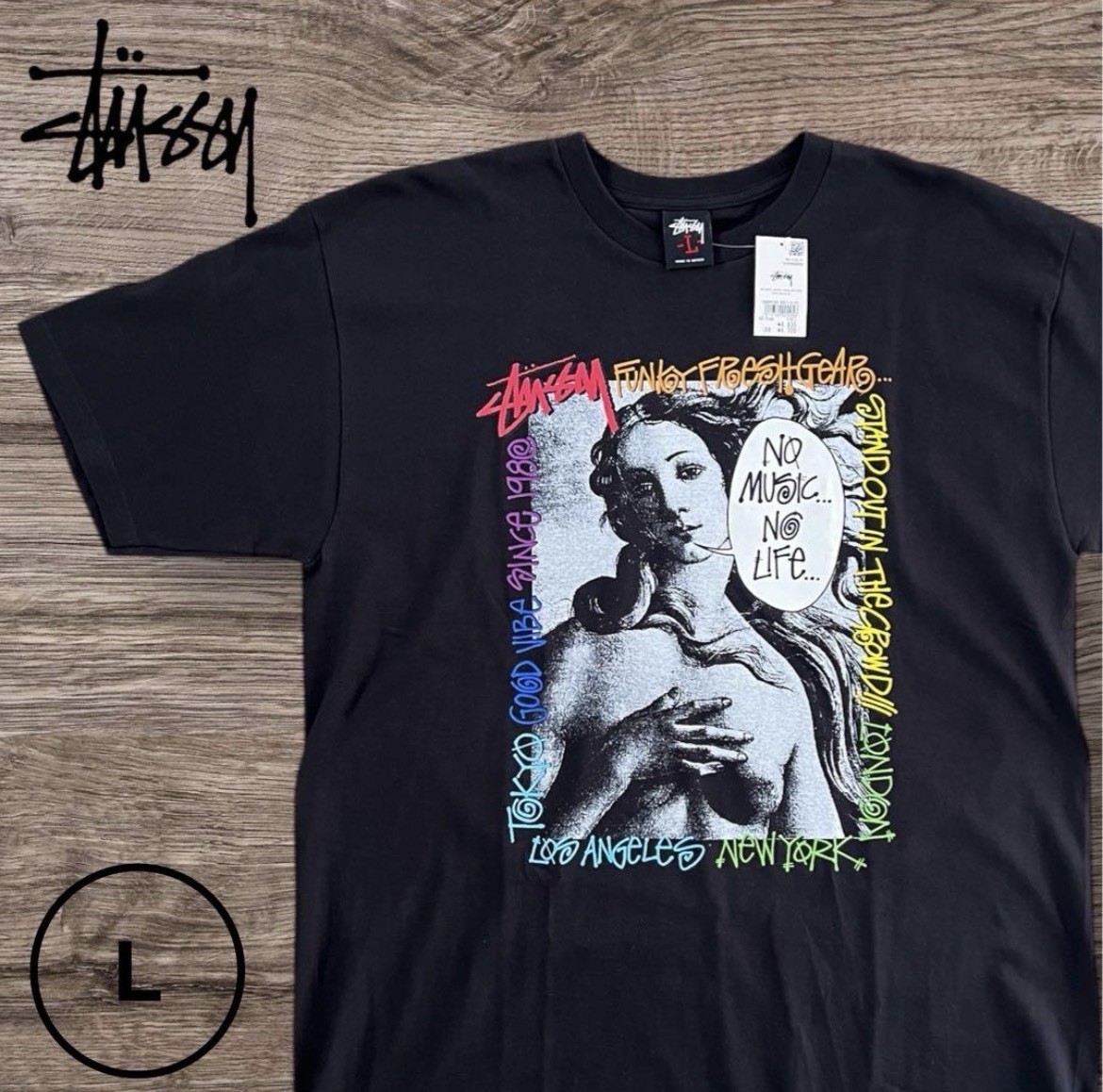 Stussy 30th Anniversary 2010 “Music Is Life” Tee Black L Deadstock