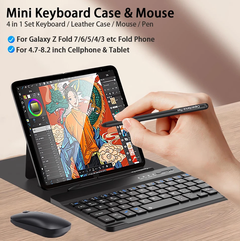 Teclado y mouse para Samsung Galaxy Z plegable 7 6 5, mini portátil de 7,9 pulgadas azul... Foto 2 de 4