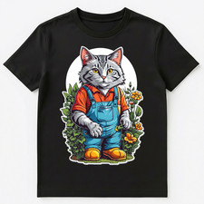 Gardener Cat Surrounded By Flowers Graphic Unisex T-Shirt
