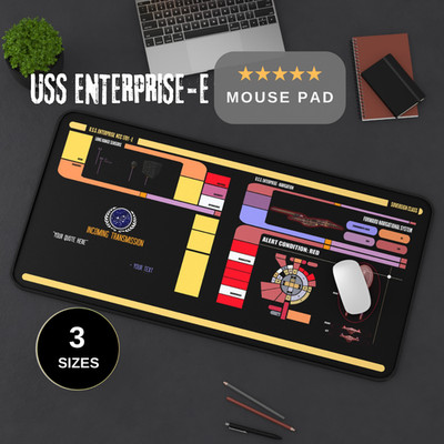 Star Trek LCARS Mousepad, USS Enterprise E Desk Mat I Gaming Pad, Trekkie Gift