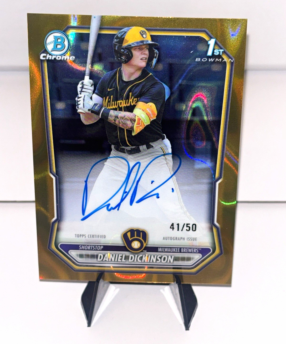 2026 Topps Bowman Chrome 1st Daniel Dickinson Auto /50 CPA-DD Milwaukee Brewers