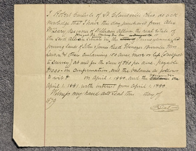 1859 St Clairsville Ohio Land Deed Robert Carlisle Belmont County Manuscript