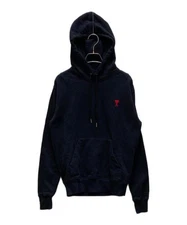 AMI PARIS                    Heart logo embroidered pullover hoodie black H20HJ0