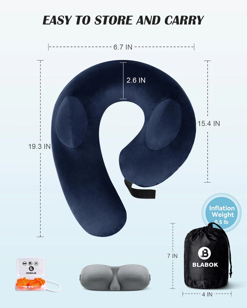 Comfortable Travel Neck Pillow for Airplane Support Head and Neck