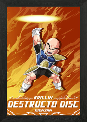 Krillin's Destructo Disc Unleashed gerahmtes Wandbild Poster Leinwanddruck Bild