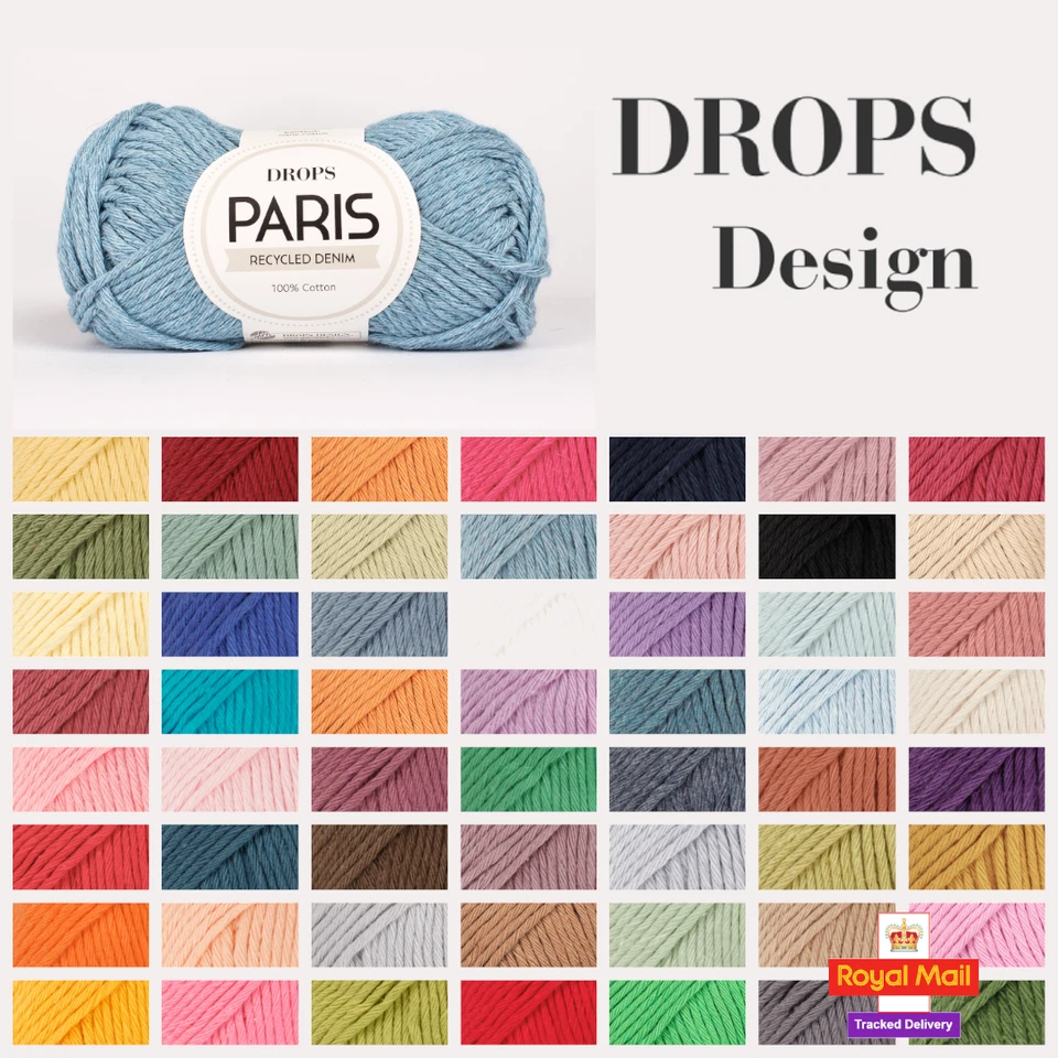 Drops Paris Aran 100% Cotton 50G Knitting Crochet Yarn Recycled Baby