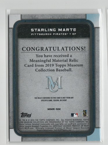 2019 Topps Museum Collection Meaningful Material Relics Camo Starling Marte /50 - Picture 2 of 2