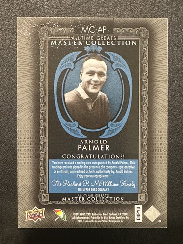 2015 All Time Greats Master Collection Blue Arnold Palmer /20 Auto Autograph - Picture 2 of 2
