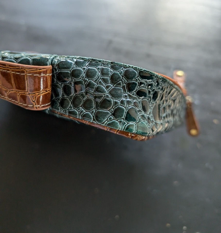 Samantha Brown Faux Croc Blueish Green Teal Toiletry  Bag Travel Case Organizer - Image 3 of 4